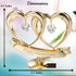 24K Gold Plated Double Heart Crystal Table Ornament for Anniversary